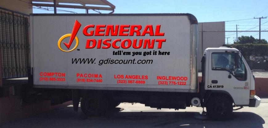 VEHICLE GRAPHICS ON GENERAL DISCOUNT TRUCKS